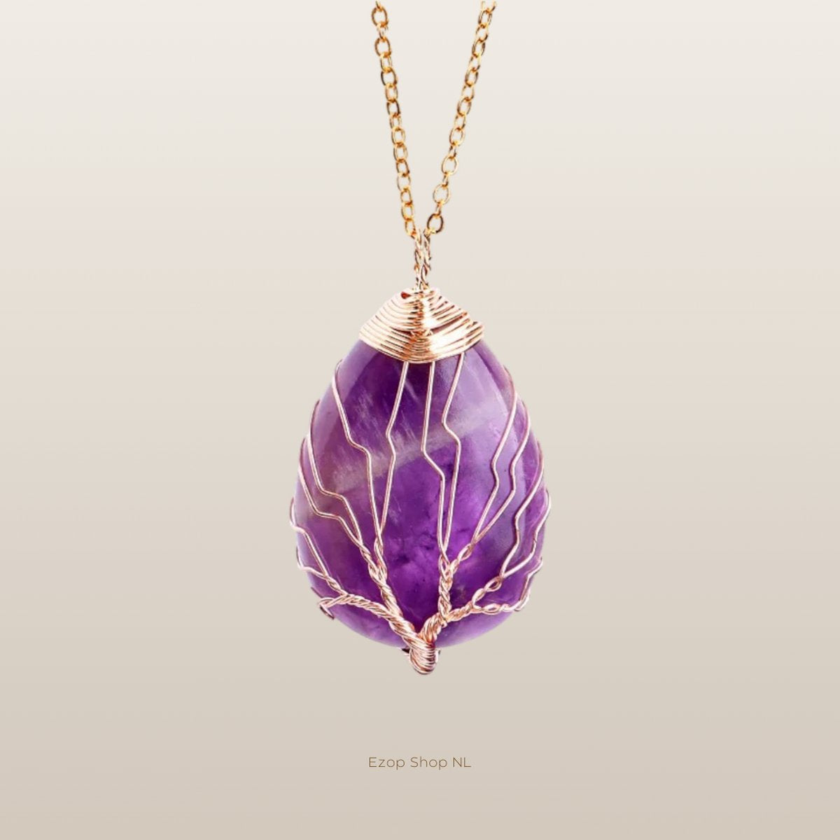 Boom Van Het Leven Amethyst Halsketting - Energie Genezing Handgemaakte Sieraad