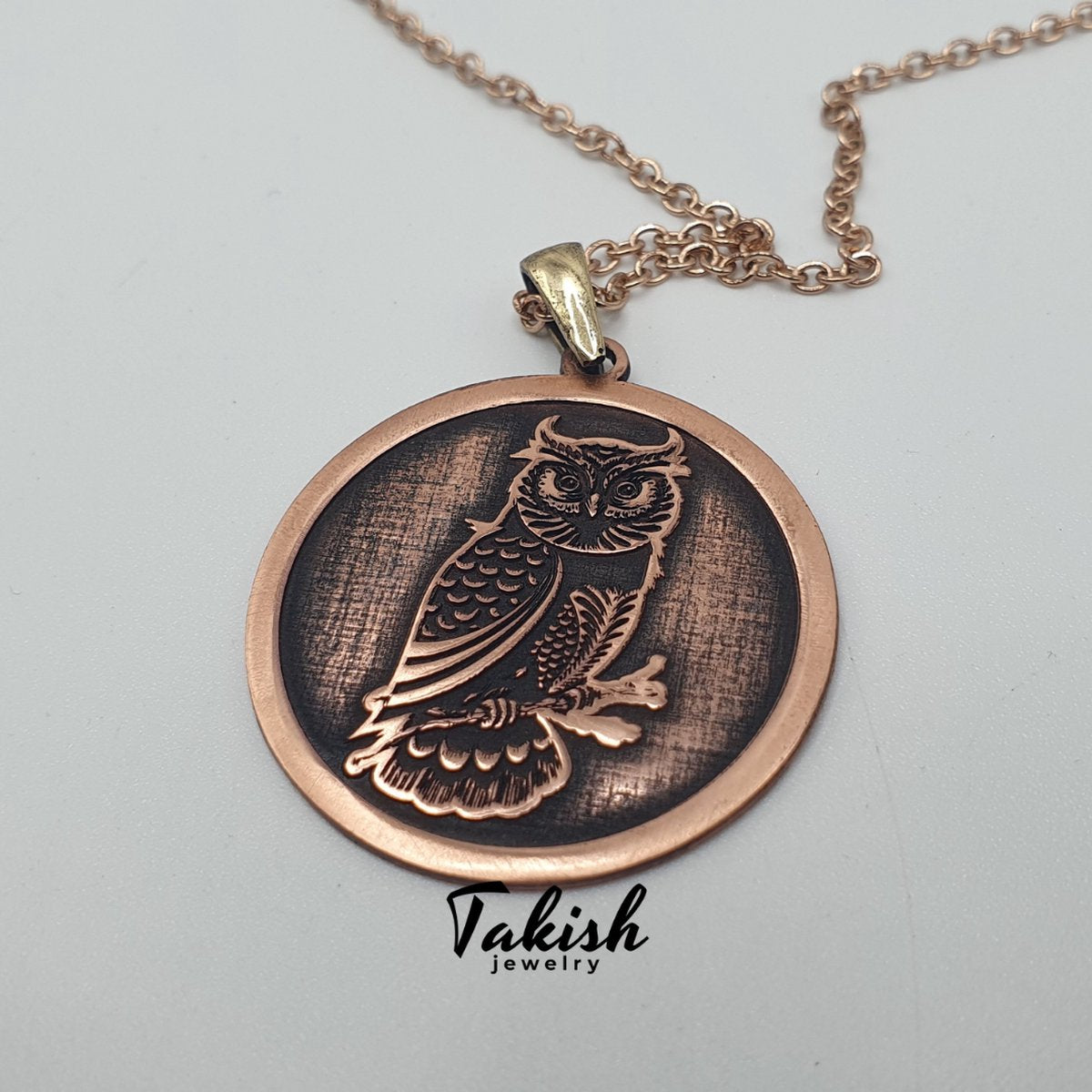 50cm Ketting Puur Koper, 6g Lichtgewicht, 3cm Draak & Uil Hanger, 1mm Dik, Veelzijdige Sieraden met Symboliek, Unieke Ambachtelijke Kwaliteit