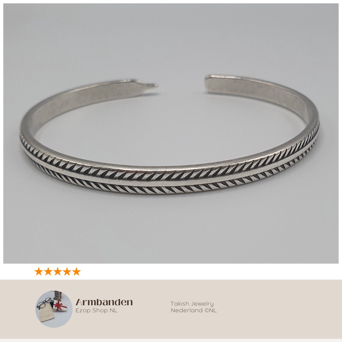 Verzilverde Vintage Bladmotief Armband - Voor Hem & Haar