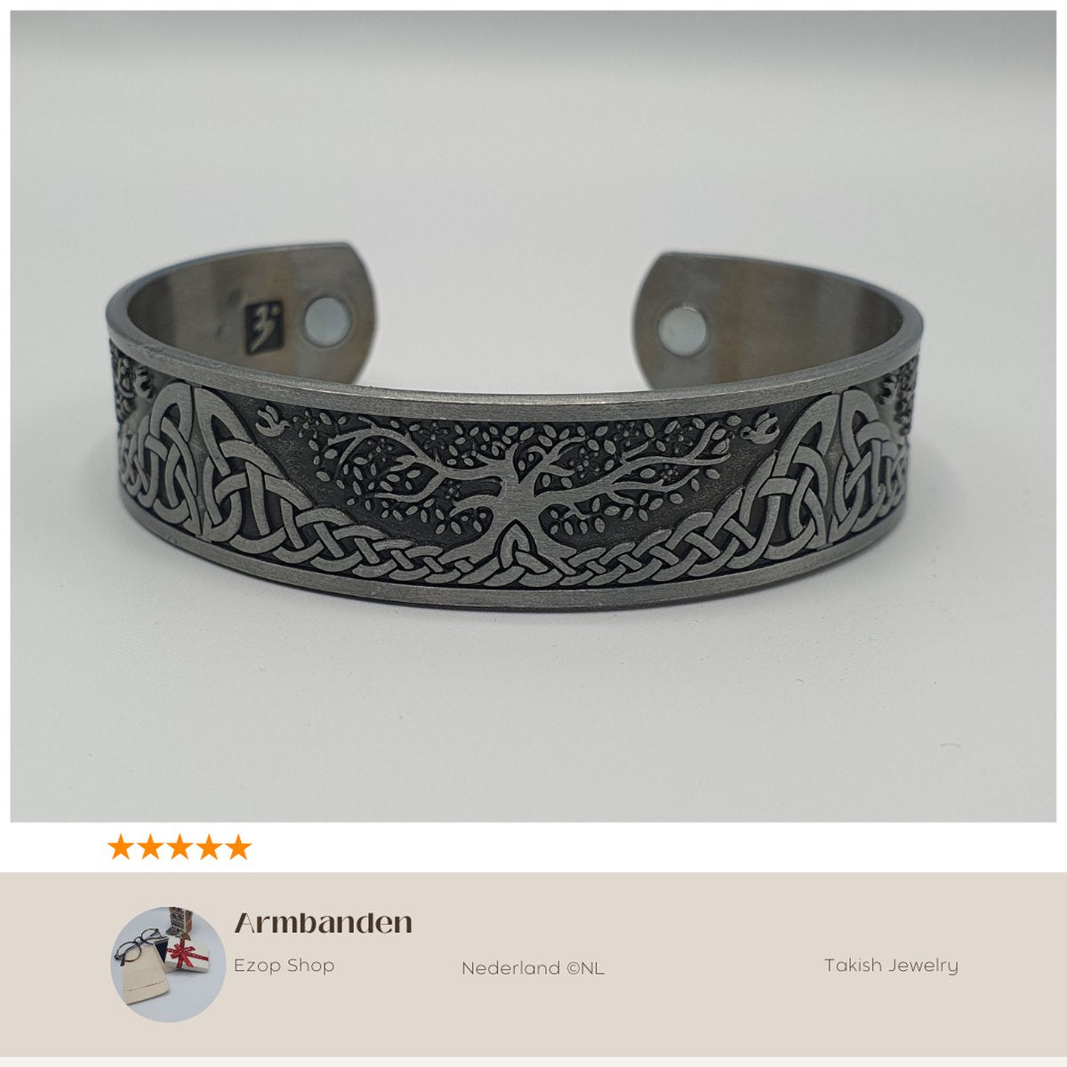 Talisman Gezondheidsarmband Boom des Levens Runen Magneet Armband - Viking Style