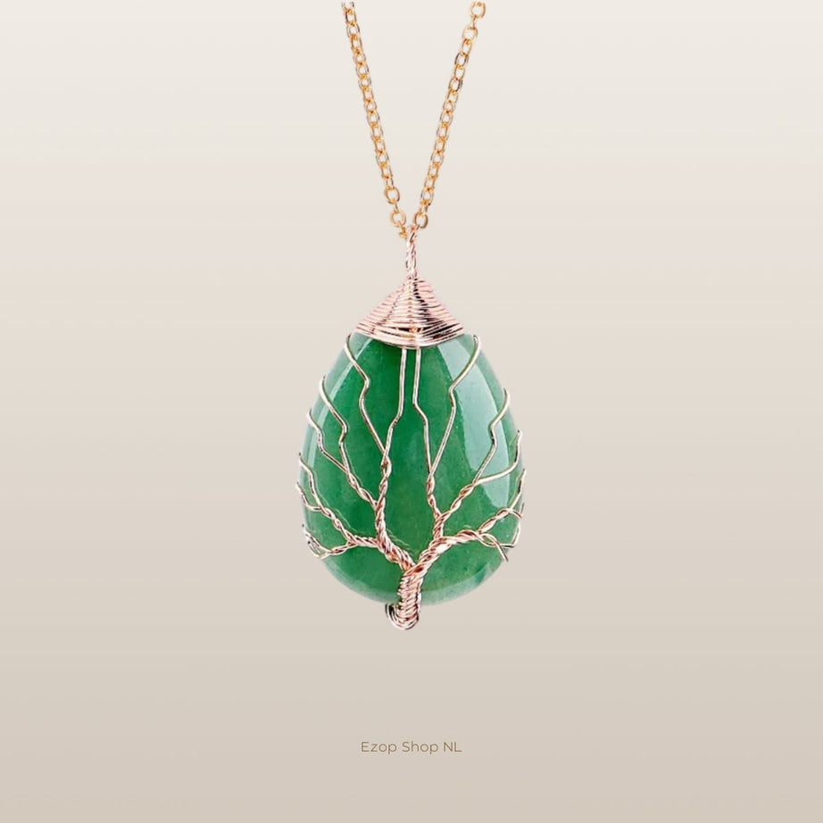 Handgemaakte Takish Koper Chakra Ketting met Green Aventurine