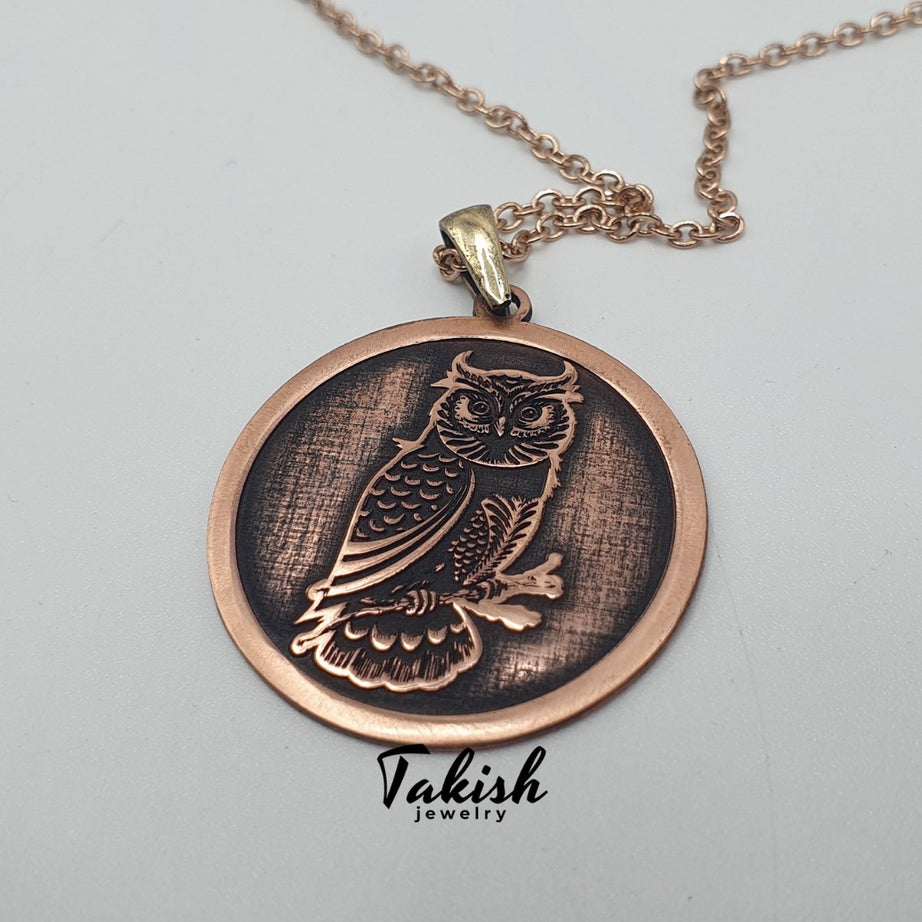 50cm Ketting Puur Koper, 6g Lichtgewicht, 3cm Draak & Uil Hanger, 1mm Dik, Veelzijdige Sieraden met Symboliek, Unieke Ambachtelijke Kwaliteit
