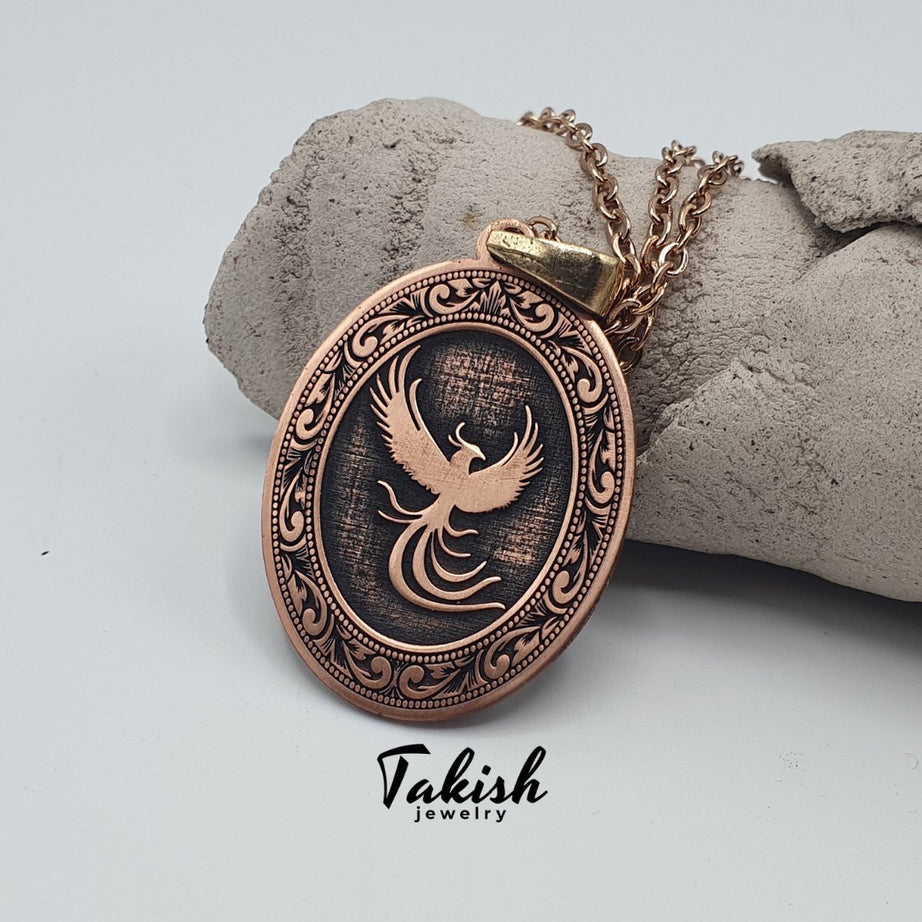 Takish Mythische Vogel Ketting - Handgemaakt Koperen Sieraad