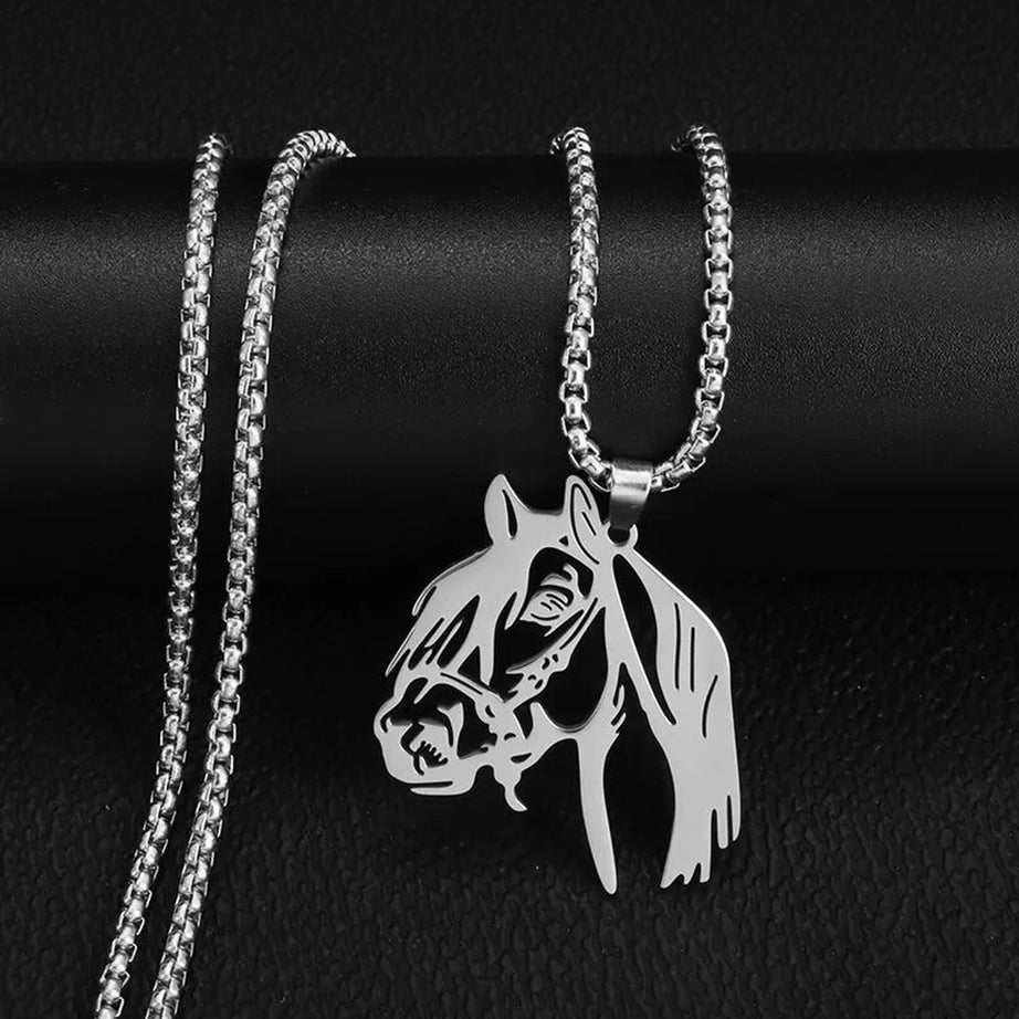 Roestvrijstalen Paardenhoofd Hanger Ketting - Unisex Hip-Hop Rock Trend