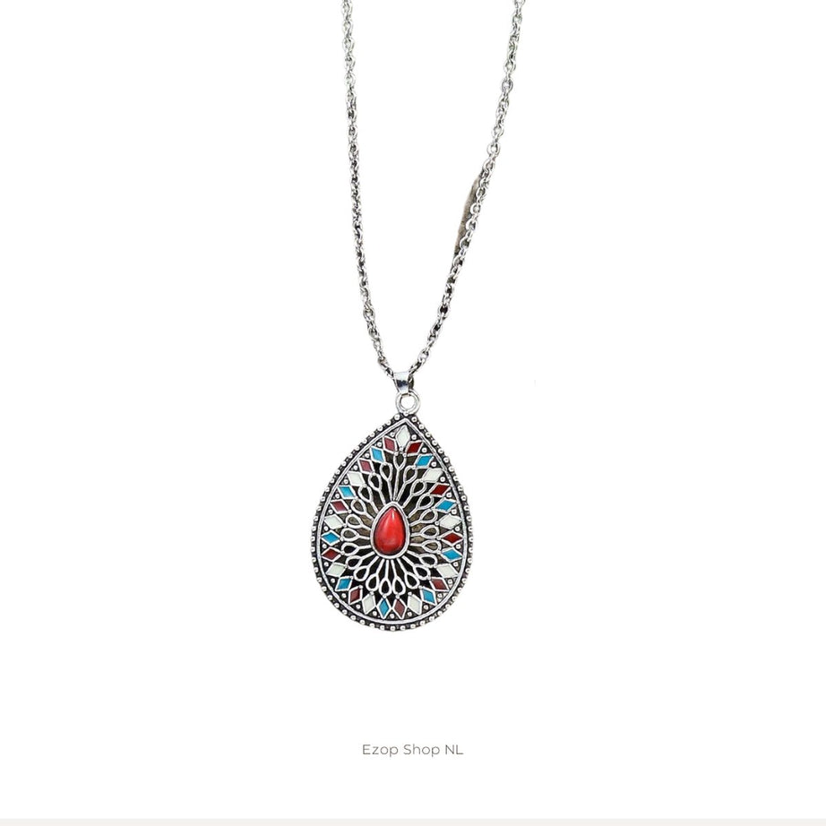 Bohemian Druppelvormige Gekleurde Glazuur Ketting van Takish Jewelry