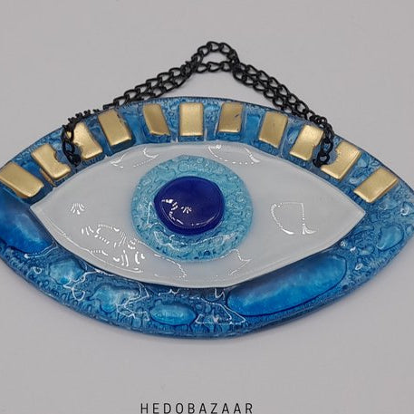 Handgemaakte Glazen Evil Eye voor Bescherming - Authentiek & Kleurrijk, 8x12 cm