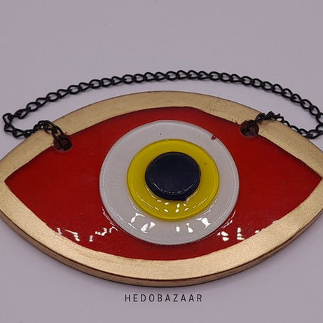 Handgemaakt Boze Oog Rood Glaswerk | Artistiek Vakmanschap & Tijdloze Elegante Decoratie | Multikleurig Authentiek Ontwerp | Voor Interieur Liefhebbers | 12x8x12cm, 90g