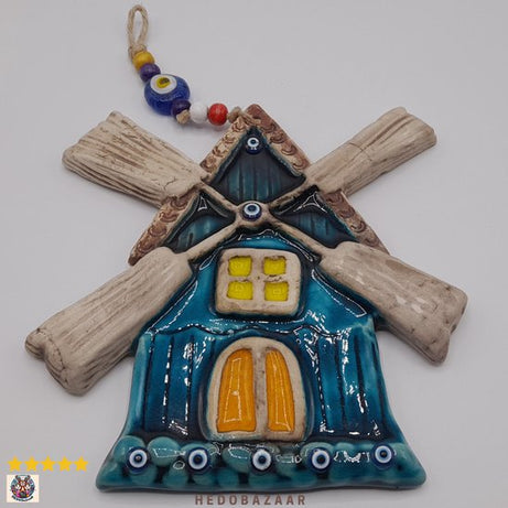 Handgemaakte Keramische Windmolen - Boze Oog Talisman Muurdecoratie